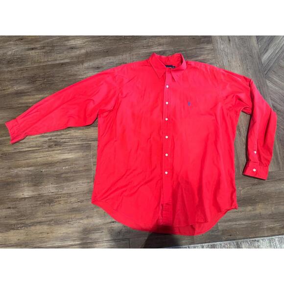 Polo Ralph Lauren Blake 2 Ply Cotton Red Business Button Down Sz XL EUC - Picture 1 of 5